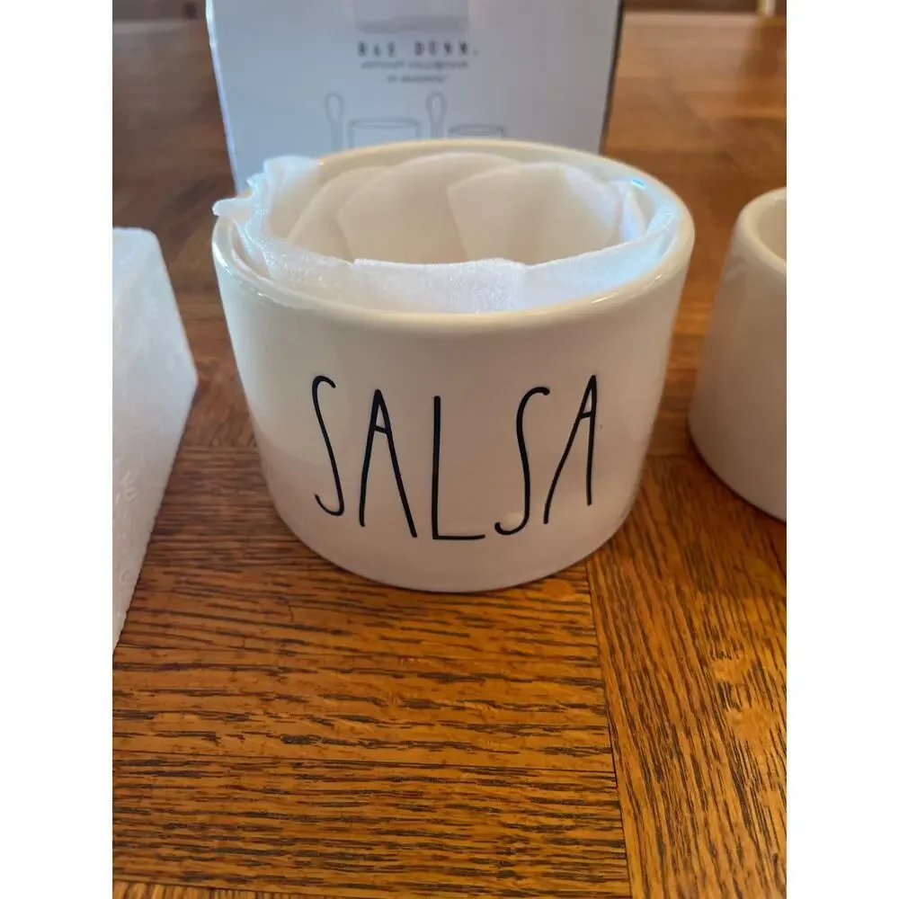 Rae Dunn Artisan Collection Salsa & Guacamole bowl spoon set